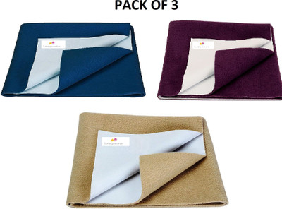 SBTs Polycotton Baby Bed Protecting Mat(PLUM SEA DARK BLUE BEIGE, Pack of 3, Small)