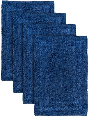 Crown Home Rubber Door Mat(Blue, Medium, Pack of 4)