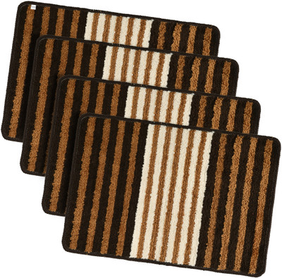 HOMESTIC by Kuber Industries Microfiber Door Mat(Brown, Medium, Pack of 4)