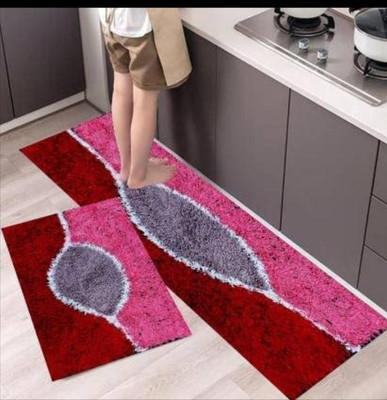 Goodson Cotton Door Mat(PINK-MAROON, Pack of 2, Medium)