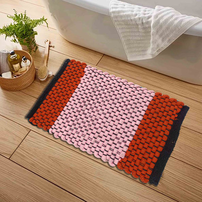ADGARG Polyester Floor Mat(Orange, Medium, Pack of 2)