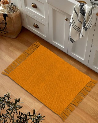 Bishwas Handloom Cotton Floor Mat(Yellow, Medium)