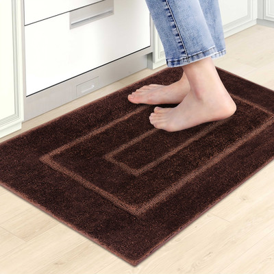 SR CREATIONS Microfiber Door & Floor Mat(Brown, Small)