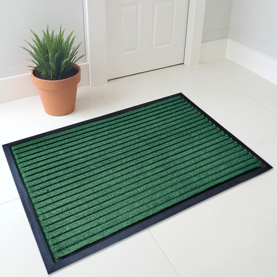 R N Fibers Microfiber, Rubber Door Mat(Green, Medium)
