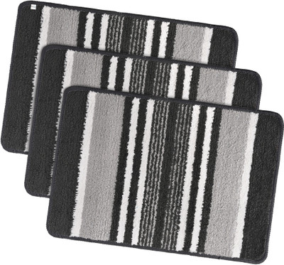 HOMESTIC by Kuber Industries Microfiber Door Mat(Grey, Medium, Pack of 3)