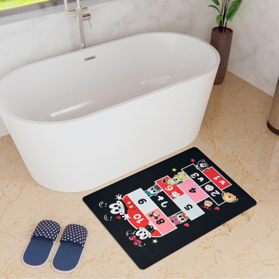 KUBER INDUSTRIES Polyester, Rubber Bathroom Mat(Black, Medium)