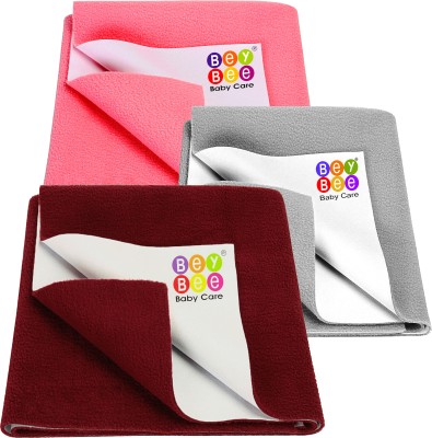 BeyBee Cotton Baby Bed Protecting Mat(Grey, Salmon Rose, Maroon, Small, Pack of 3)