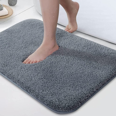 Chhogli Microfiber Bathroom Mat(Gray, Medium)