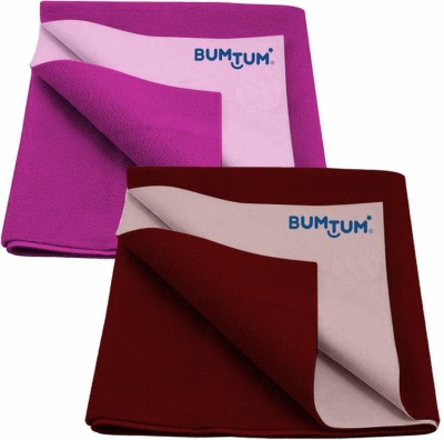 BUMTUM Cotton, Fleece Baby Bed Protecting Mat(Grape + Maroon, Medium, Pack of 2)