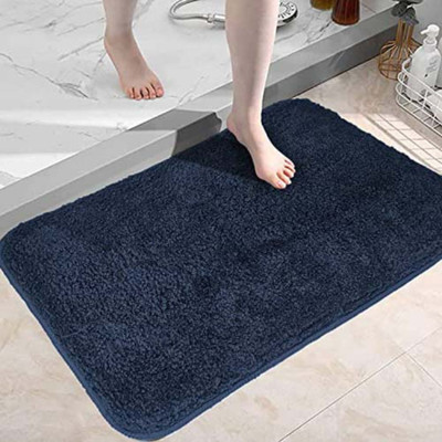 Chhogli Microfiber Bathroom Mat(Blue, Large)