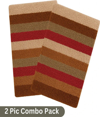 Snug Step Cotton Door Mat(Multicolor, Large, Pack of 2)