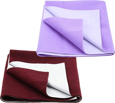 Ecom Collection Hub Fleece Baby Bed Protecting Mat(Maroon, Lavender1, Small, Pack of 2)
