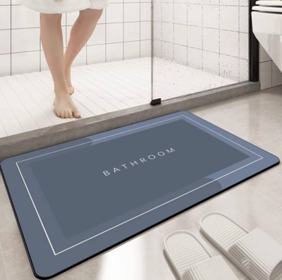 Doyelex Rubber Bathroom Mat(Grey, Medium, Pack of 2)