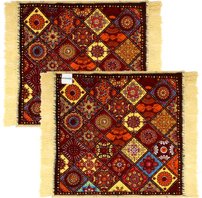 HOMESTIC by Kuber Industries Velvet Prayer Mat(Multicolor, Large, Pack of 2)