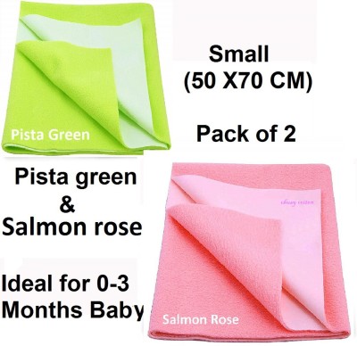 smilykid Cotton Baby Bed Protecting Mat(Salmon Rose & Pista Green, Small, Pack of 2)