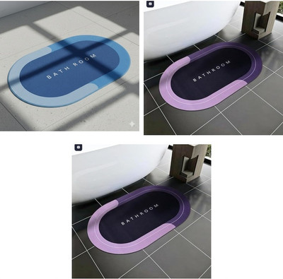 Croon Rubber Bathroom Mat(Multicolor, Medium, Pack of 3)
