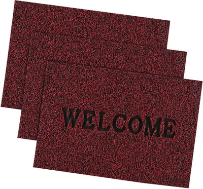 KUBER INDUSTRIES Rubber Door Mat(Red, Large, Pack of 3)