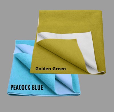 deepshoper Cotton Baby Bed Protecting Mat(PEACOCK-BLUE, GOLDEN-GREEN, Small, Pack of 2)