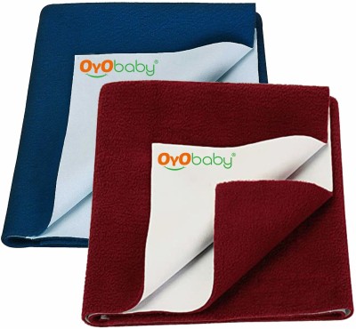 Oyo Baby Cotton Baby Bed Protecting Mat(Dark Blue+Maroon, Small, Pack of 2)