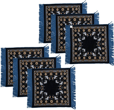 HOMESTIC by Kuber Industries Velvet Prayer Mat(Blue, Medium, Pack of 6)