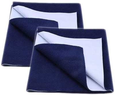 BLENZZA DECO Cotton Baby Bed Protecting Mat(Navy Blue, Large, Pack of 2)