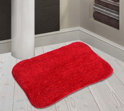 Chhogli Microfiber Bathroom Mat(Red, Medium)