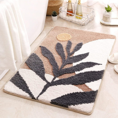 BROTEES Microfiber Door Mat(WhiteBrownBlack, Large)