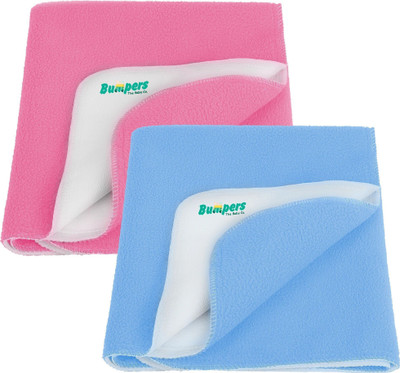 Bumpers The Baby Co. Polycotton Baby Bed Protecting Mat(Sea Blue + Pink, Pack of 2, Small)