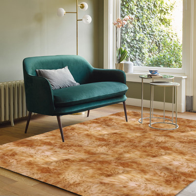 Hometail Polyester Floor Mat(Golden, White, Large)