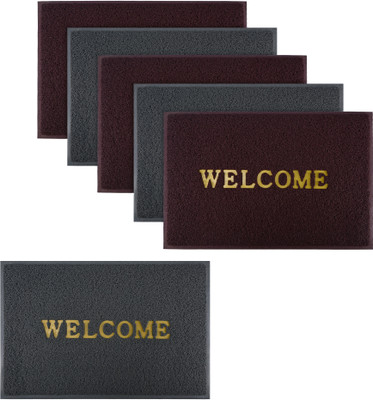 KUBER INDUSTRIES Rubber Door Mat(Maroon, Grey, Large, Pack of 6)