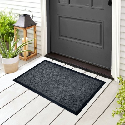 LUXE HOME INTERNATIONAL Coir Door Mat(Grey, Large)