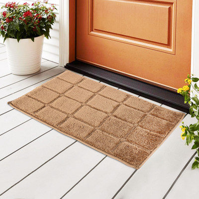 KUBER INDUSTRIES Microfiber Door Mat(Golden, Large)