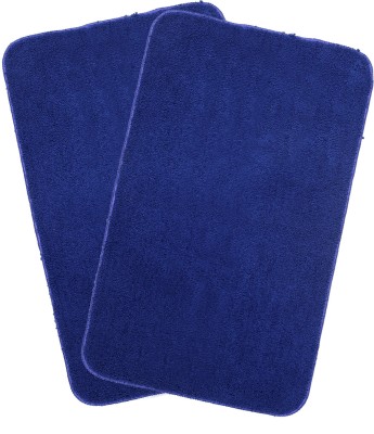 Saral Home Microfiber Bathroom Mat(Blue, Large, Pack of 2)