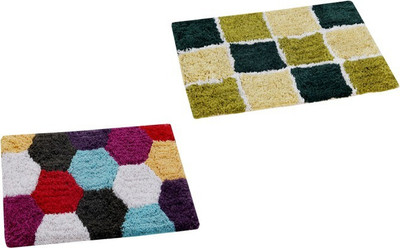 AAZEEM Cotton Door Mat(Multicolor, Medium, Pack of 2)