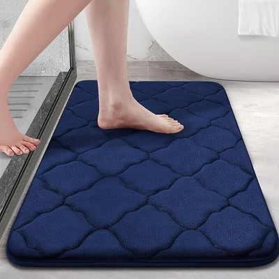 HomeCloud Microfiber Bathroom Mat(Trap Navy, Medium)