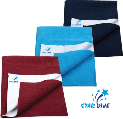 STAR DIVE Microfiber Baby Bed Protecting Mat(Dark Blue, Maroon, Pack of 3, Small)