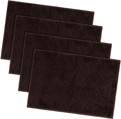KUBER INDUSTRIES Microfiber Door Mat(Brown, Medium, Pack of 4)
