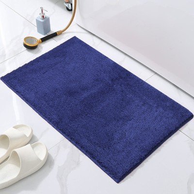 Weave Arts Microfiber Bathroom Mat(Navy Blue, Medium)