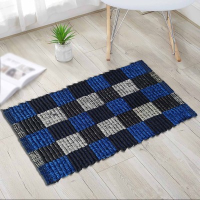 ADGARG Cotton, Polycotton, Polyester Floor Mat(Blue, Medium, Pack of 2)