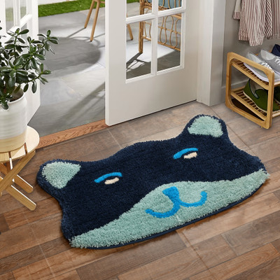 STAR TEX Microfiber Door Mat(Blue, Medium)