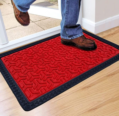 Waco creation Rubber Door Mat(Tip top Red, Large)
