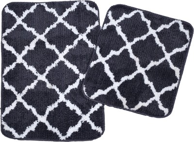 Saral Home Cotton Bathroom Mat(Grey, Medium, Pack of 2)