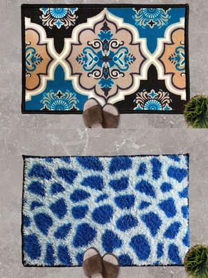 Athom Living Polyester Floor Mat(Multicolor, Medium, Pack of 2)