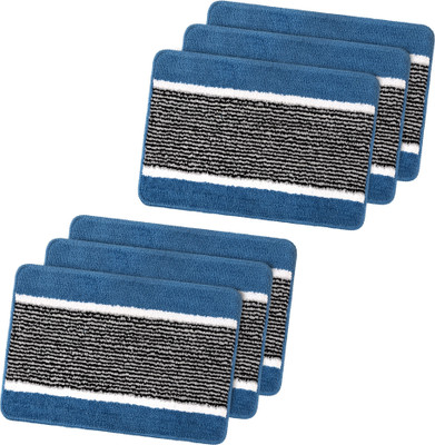 KUBER INDUSTRIES Microfiber Door Mat(Blue, Medium, Pack of 6)