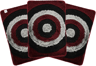 HOMESTIC by Kuber Industries Polyester Bathroom Mat(Grey, Maroon, Free, Pack of 3)
