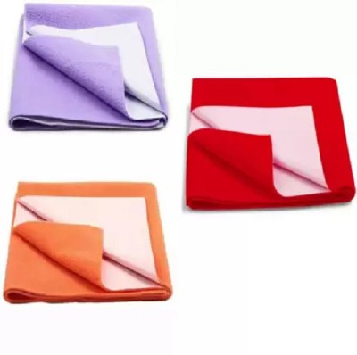 ECOM FASHION HUB Cotton Baby Bed Protecting Mat(Red, Purple, Orange, Small, Pack of 3)