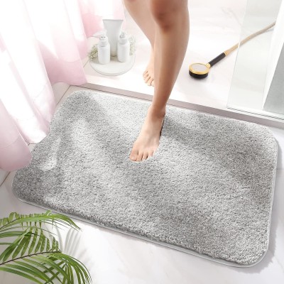 4tens Microfiber Bathroom Mat(Grey, Large, Pack of 2)