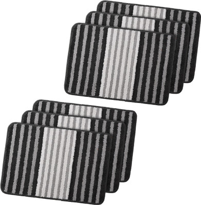 KUBER INDUSTRIES Microfiber Door Mat(Grey, Medium, Pack of 6)