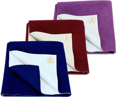 D BABY HOME Cotton Baby Bed Protecting Mat(Royal Blue + Maroon + Plum, Pack of 3, Small)