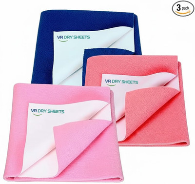 VRStore Cotton Baby Bed Protecting Mat(PINK-NAVY BLUE-CORAL, Pack of 3, Small)